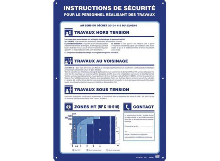 Pancarte " Instruction de sécurité "
